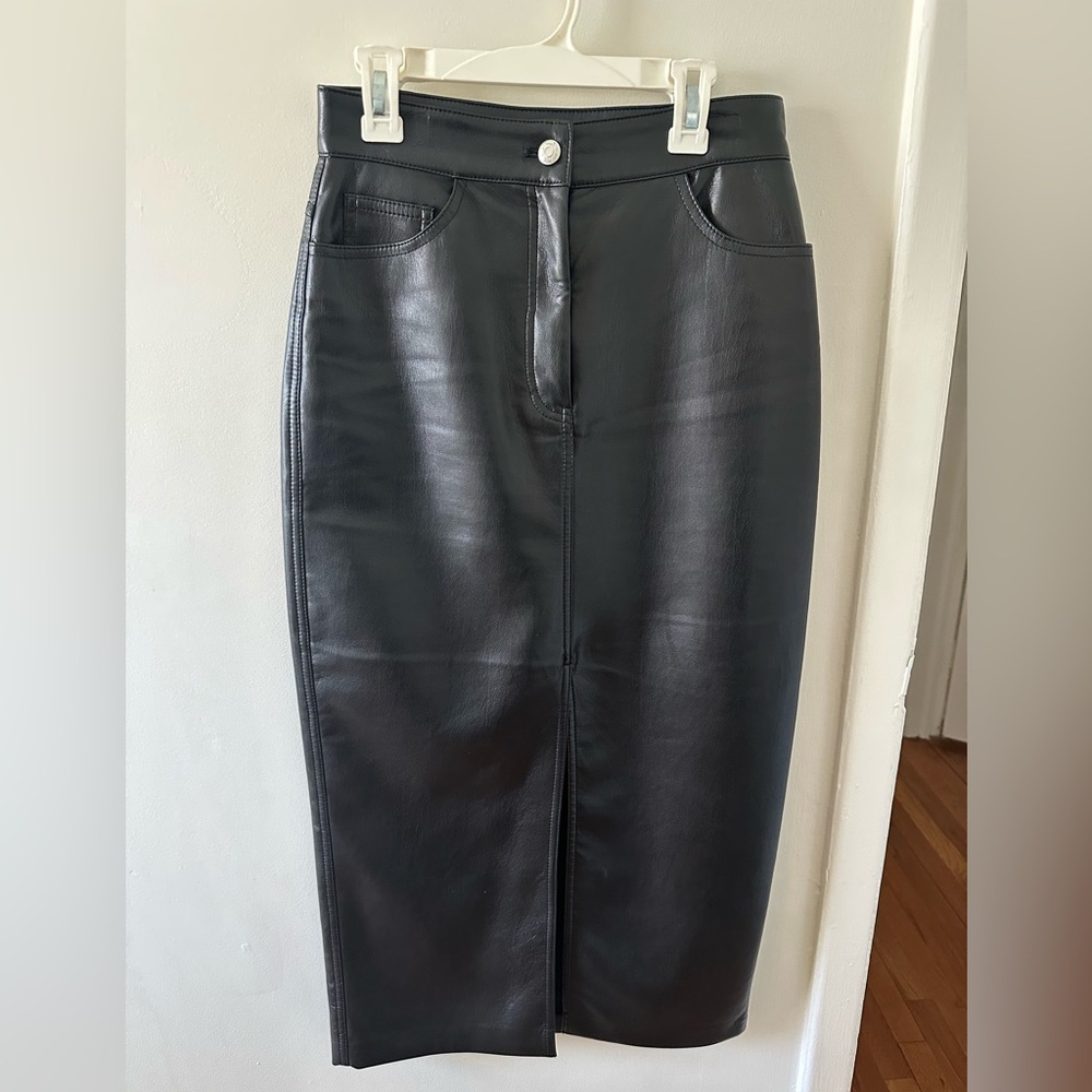 Aritzia Faux Leather Wilfred Midi Skirt Size
